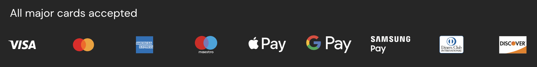 All major credit cards accepted